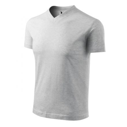 V-neck póló unisex világosszürke melírozott M