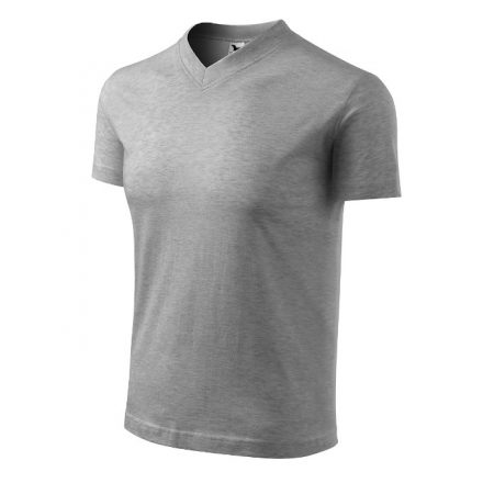 V-neck póló unisex sötétszürke melírozott S