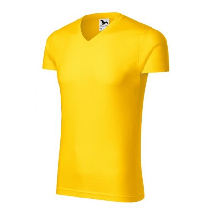 Slim Fit V-neck póló férfi sárga M