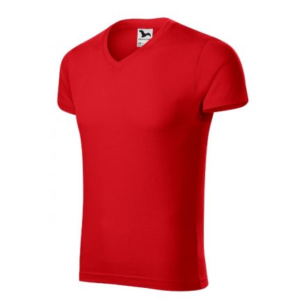 Slim Fit V-neck póló férfi piros S