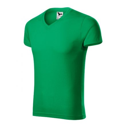 Slim Fit V-neck póló férfi fűzöld S