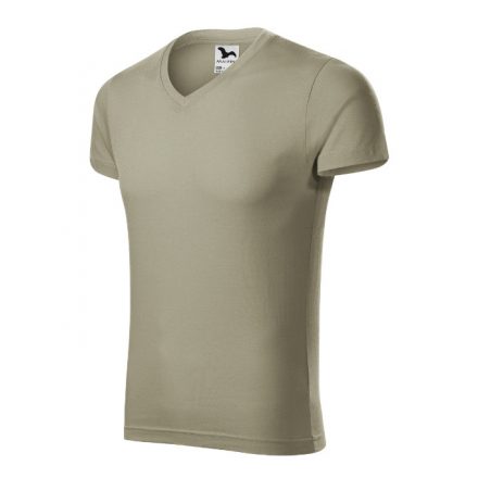 Slim Fit V-neck póló férfi világos khaki S