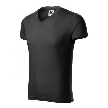 Slim Fit V-neck póló férfi ébenszürke 2XL