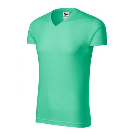 Slim Fit V-neck póló férfi menta S