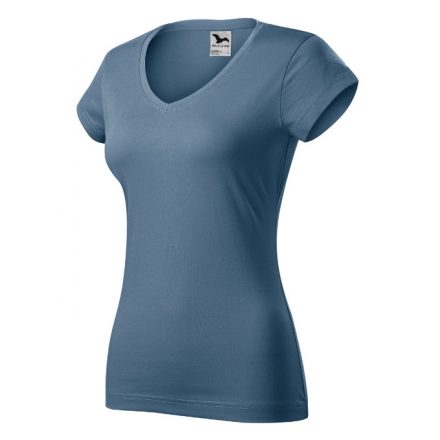 Fit V-neck póló női farmerkék M