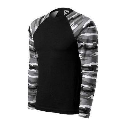 Camouflage LS póló unisex szürke terepszín XS