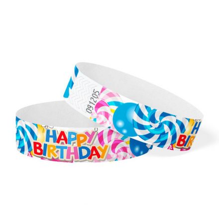 Happy birthday wristbands - blue candy